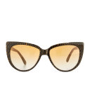 Moscow Cat-Eye Sunglasses, Tiger Stripe