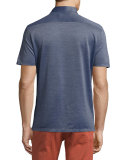 Silk-Blend Short-Sleeve Polo Shirt, Navy