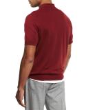 Short-Sleeve Polo Sweater, Cherry
