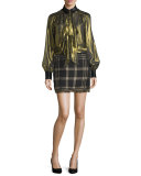 Mabel Metallic Scarf-Neck Top