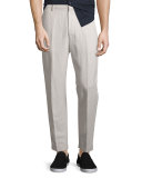 Relaxed Linen-Blend Cropped Trousers