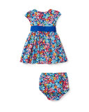 Cap-Sleeve Floral Fit-and-Flare Dress w/ Bloomers, Multicolor, Size 6-24 Months
