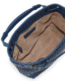 Intrecciato Small Square Bucket Bag, Pacifico Blue