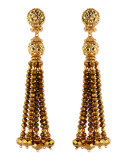Golden Crystal Tassel Clip-On Earrings
