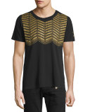 Gold Glitter Applique Short-Sleeve T-Shirt, Black