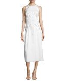 Lao Lace-Up A-Line Midi Dress