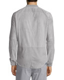 Button-Down Suede Shirt Jacket, Alloy