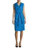 Bartolini Sleeveless Belted Shirtdress, Dark Blue