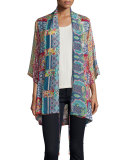 Brock Printed Tie-Front Kimono, Multi, Plus Size