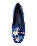 Embroidered Suede Smoking Slipper