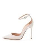 Patent Low-Collar Ankle-Wrap Pump, Off White