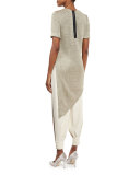 Beatriz Asymmetric Short-Sleeve Sweater, Gray