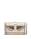 Lara Wings Acrylic Clutch Bag, Nude