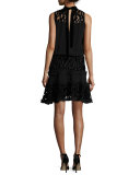 Sterling Velvet-Lace Blouson Dress