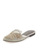 Patrizia Embroidered Slip-On Flat Mule, Smoke