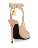 Leather Ankle-Lock 105mm Pump, Nude