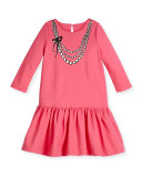 tromp l'Oeil pearls jersey dress, coral, size 2-6