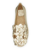 Blossom Leather Espadrille Flat, Gold