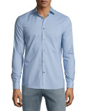 Matrix-Print Long-Sleeve Sport Shirt, Ultramarine