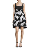 Sleeveless Dandelion Cocktail Dress, Black/White