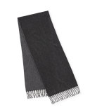 Reversible Cashmere Scarf w/Fringe, Charcoal