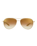 Universal Fit Lovitt Mirror Aviator Sunglasses, Golden