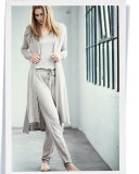 Terry Lounge Long Cardigan, Light Heather Gray