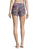 Retro Printed Sport Shorts, Tropical Rainforest