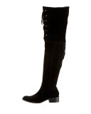 Stacy Over-the-Knee Lace-Up Boot, Black