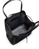 Block-T Leather Bucket Tote Bag, Black