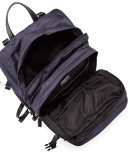 Multi-Pocket Nylon Backpack, Navy