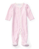 Striped Velour Footie Pajamas, Pink, Size 3-9 Months