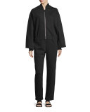 Scotia Zip-Front Bomber Jacket, Black