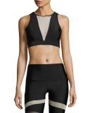 Briana Mesh-Insert Sports Bra, Black/Nude