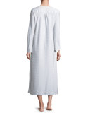 Brushed Back Satin Jacquard Nightgown, Ice Blue