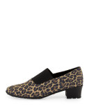 Yasemin Waterproof Leopard-Print Pump, Camel