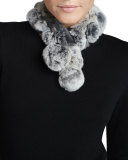 Rabbit Fur Neck Warmer, Chinchilla Gray