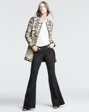 Roberta Long-Sleeve Ribbed Wool Sweater, Cream