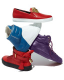 Leather Slip-On Sneaker with Gold Medusa Head, Red