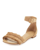 Ferris Fringe Suede Sandal, Buff