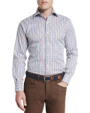 Crown Pin Tattersall Oxford Shirt, Hawaiian Blue