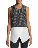 Cotton Eyelet Combo Tank, Black