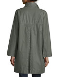 Coated Cotton Jacket W/Stand Collar