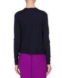 Button-Front Cashmere Cardigan, Navy