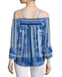 Dipsy Cold-Shoulder Printed Blouse, Olympos