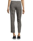 Bark-Print Slim-Leg Capri Pants, Black