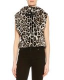 Jaguar-Print Open-Back Top, Gray/Black