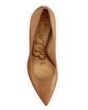 Hazel Pointed-Toe Leather Pump, Golden Caramel