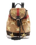 Kids' Check & Embellished Star Backpack, Black/Tan