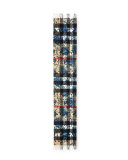 Large Peony Flower Mega Check Cashmere Scarf, Ink